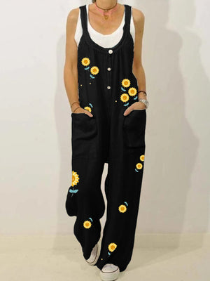 Romantic Pastoral Daisy Loose Casual Jumpsuit