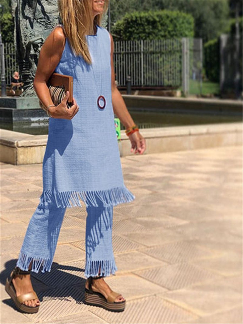 Fashionable Casual Loose Tassel Suit