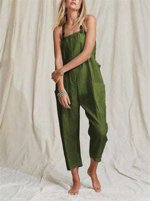 Fashion Solid Color Casual Strap Overalls