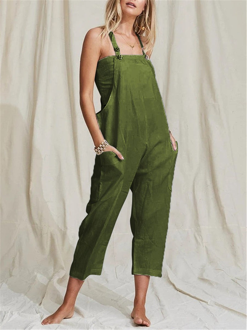 Fashion Solid Color Casual Strap Overalls