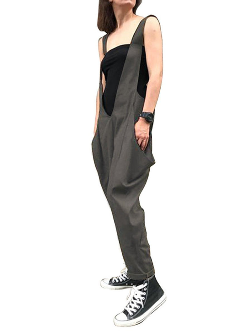 Casual Sling Harem Pants Jumpsuit With Pockets