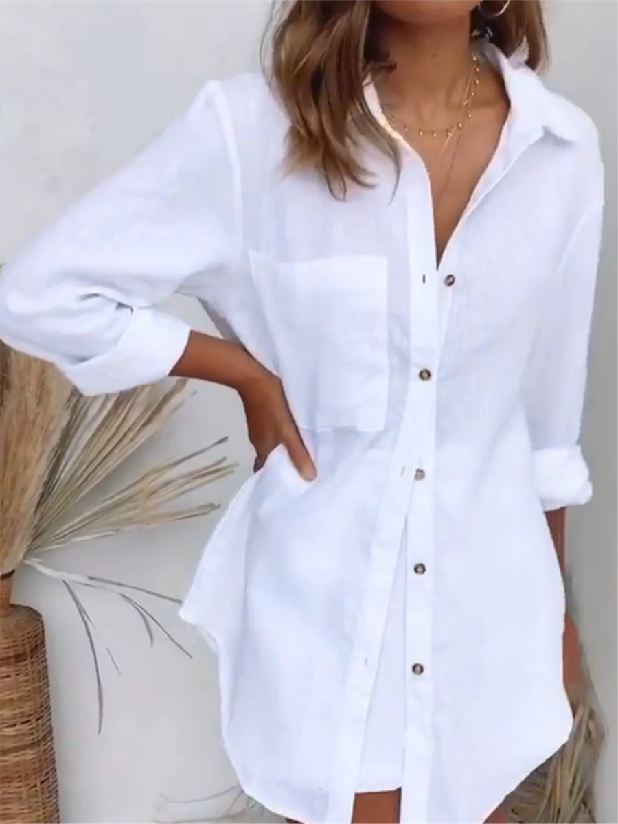 Plain Shirt Set with Pockets