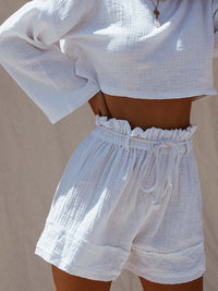 Casual Tops High Waist Shorts Tow Piece