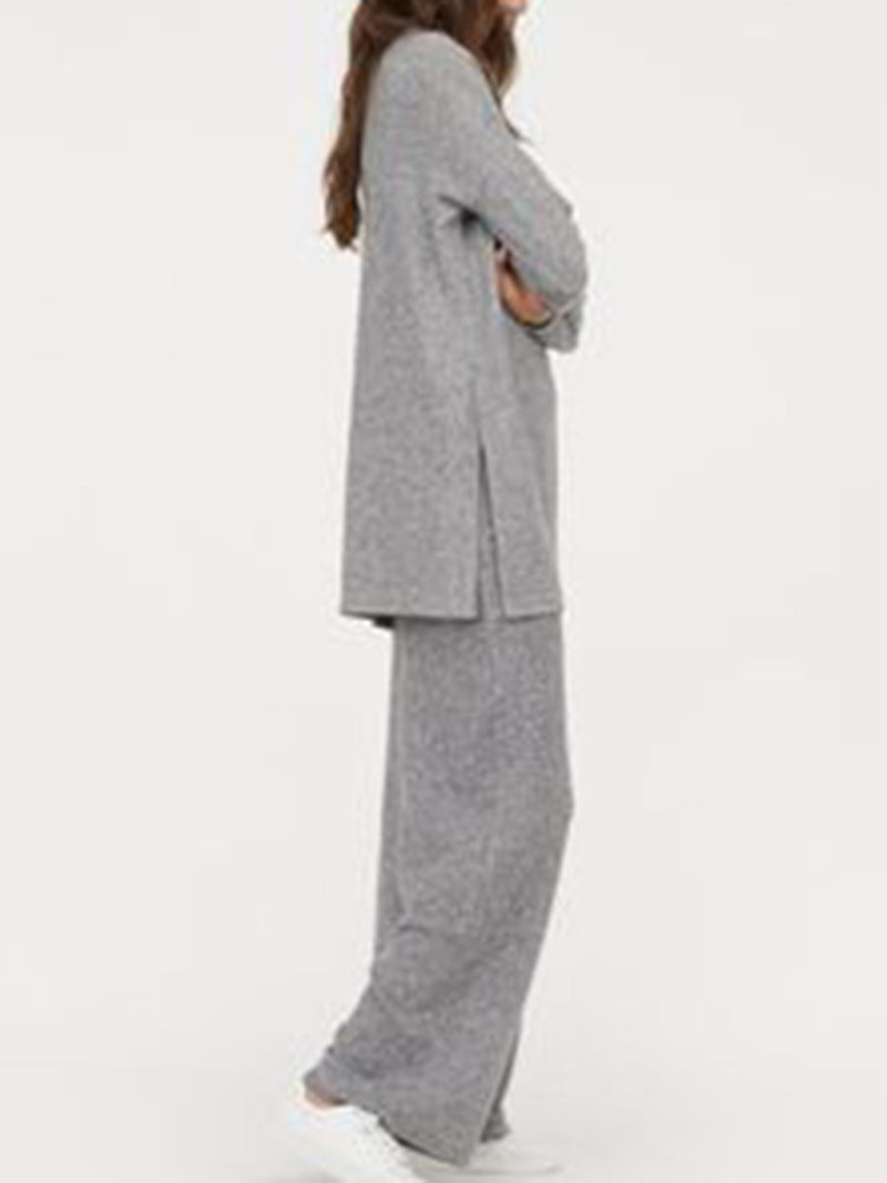 Solid Color Turtleneck Loose Suit