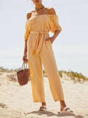 Chic Lace Up Off-the-shoulder Jumpsuit