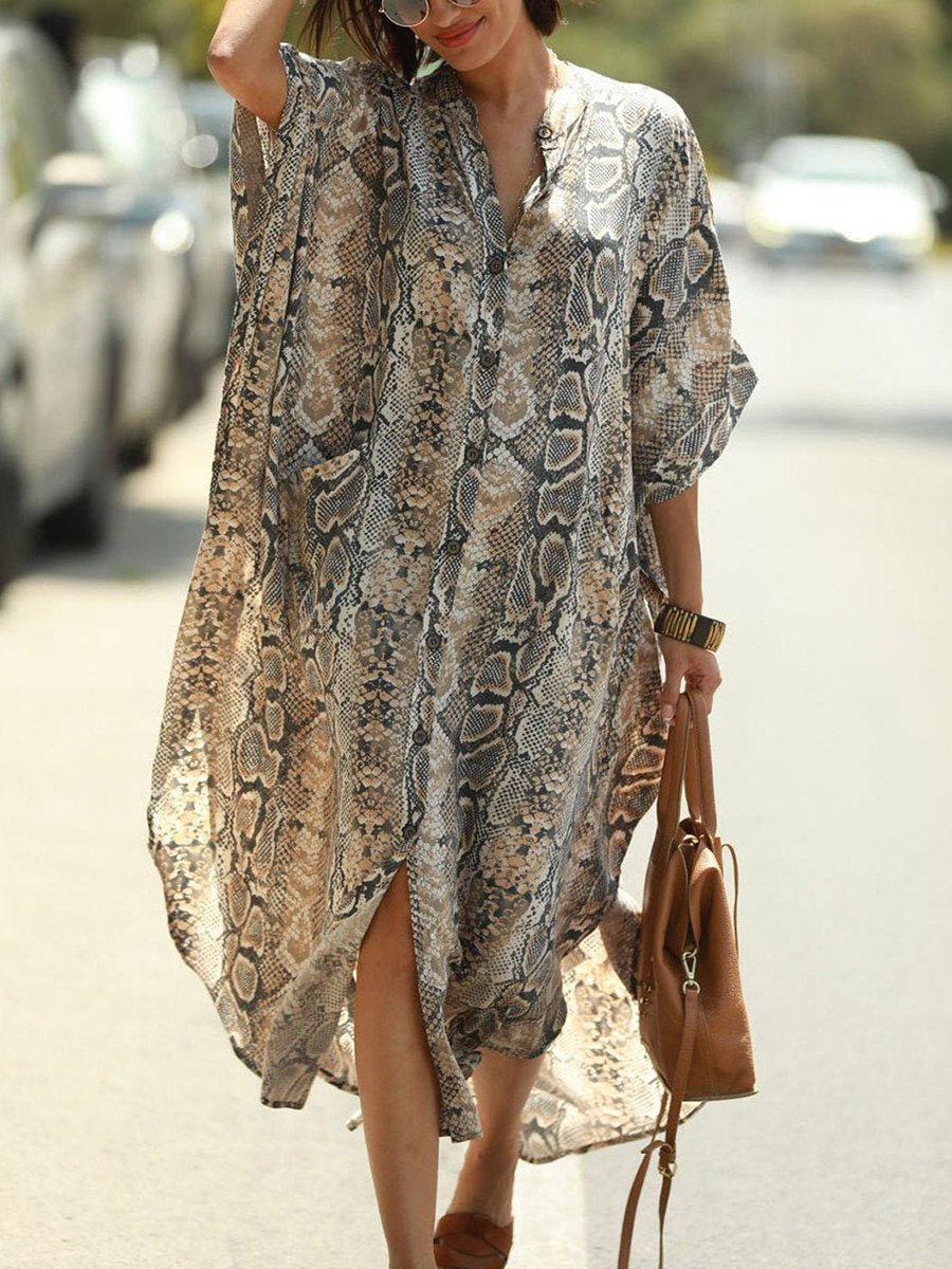 Women's Casual Loose Snake Print Dress