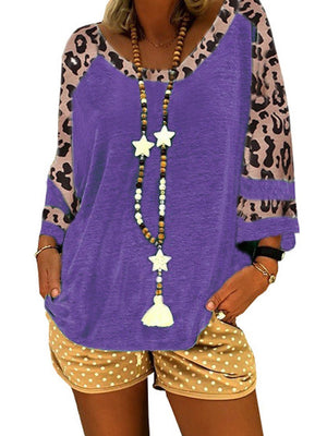 Women's Leopard Print Short Sleeve T-Shirt And Shorts Set