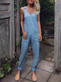 Cotton And Linen Vacation Casual Jumpsuit