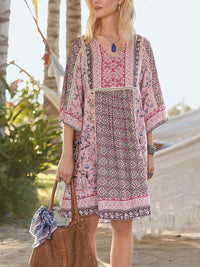 Women's Casual Loose Embroidered Printed  Dress