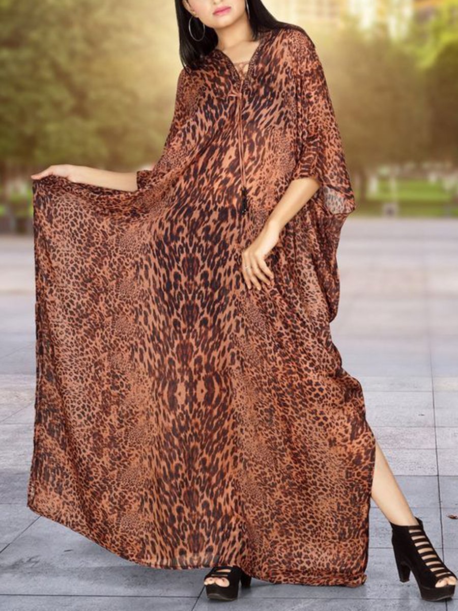 Women's Casual Loose Leopard Print Dress