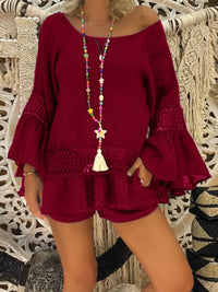 Wide Collar Hollow Leisure Short Suit