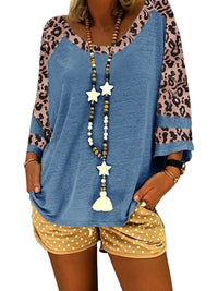 Women's Leopard Print Short Sleeve T-Shirt And Shorts Set