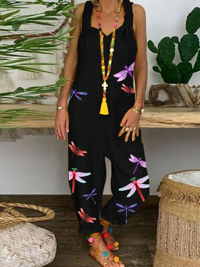 Romantic Garden Dragonfly Summer Leisure Jumpsuit