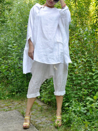 Women's White Minimalist Loose Linen Suit