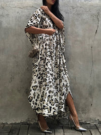 Women's Casual Loose Leopard Print Maxi Dress