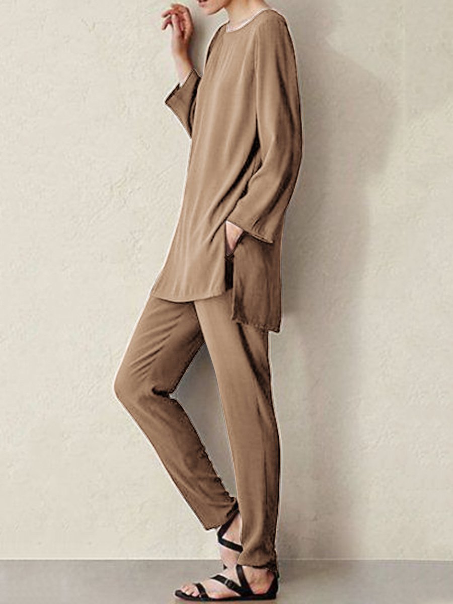 Casual Round Neck Long Loose Suit