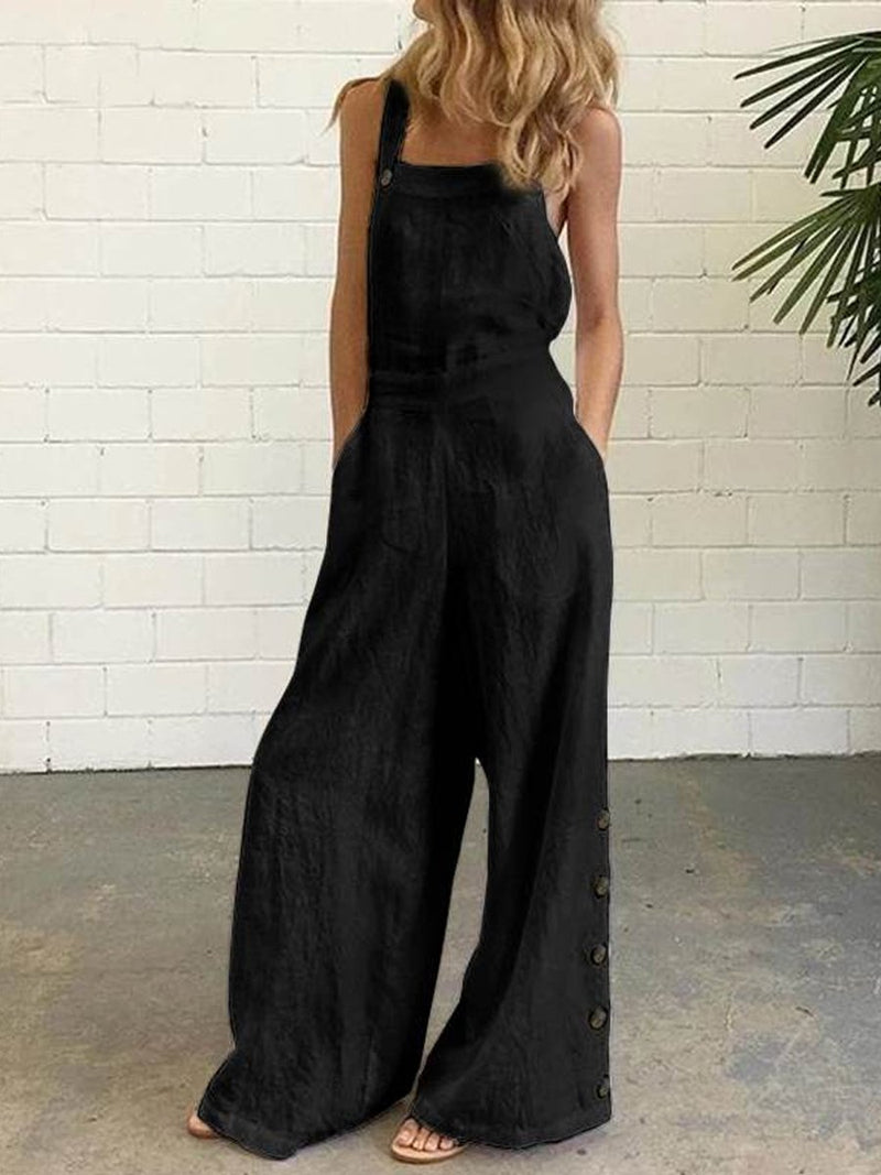 Women's Fashion Casual Square Collar Sleeveless Jumpsuit