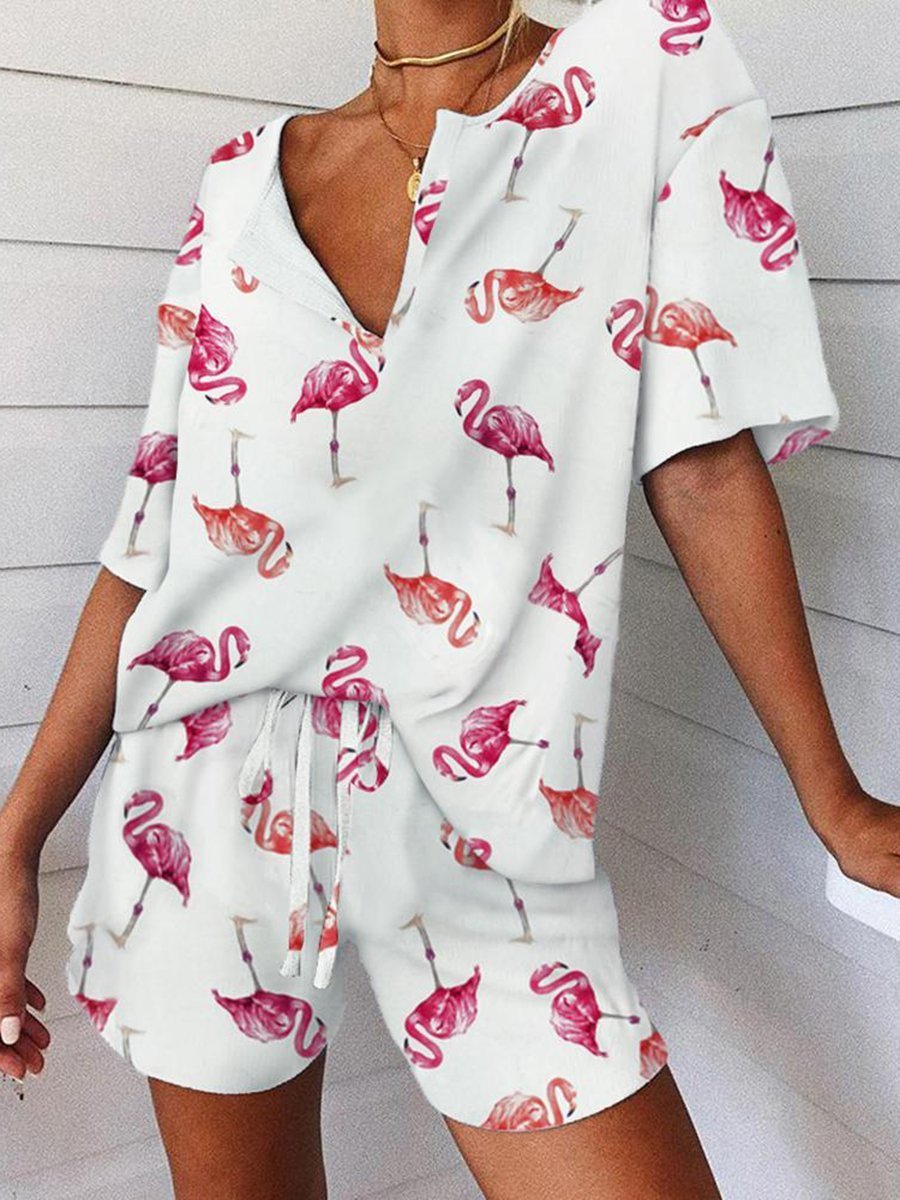 Fashionable Wild Flamingo Print Set