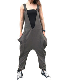 Casual Sling Harem Pants Jumpsuit With Pockets