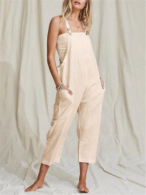 Fashion Solid Color Casual Strap Overalls