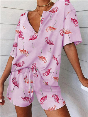 Fashionable Wild Flamingo Print Set