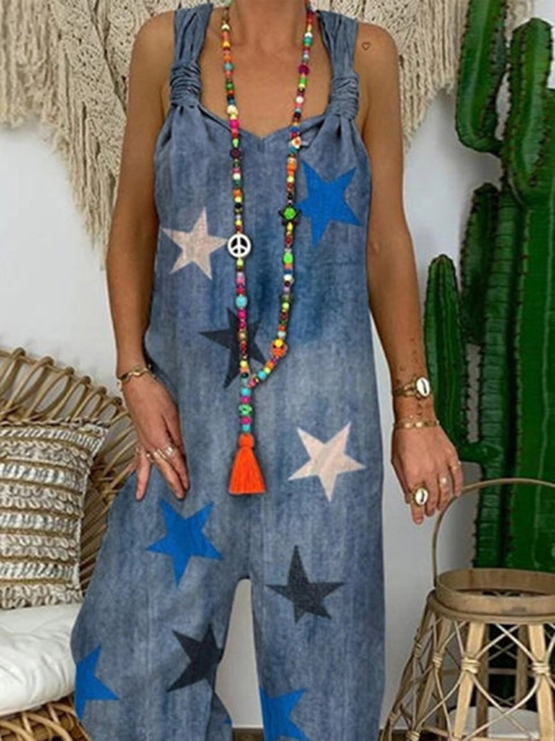 Printed Casual Bib Overalls