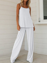 Simple Casual Loose Sling Top Pants Set