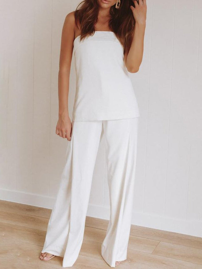 Casual Loose Tube Top Sleeveless Two-piece Suit