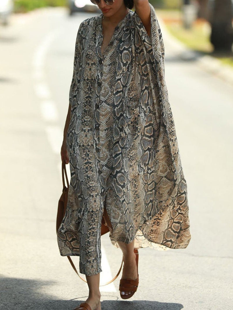 Women's Casual Loose Snake Print Dress