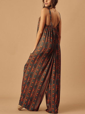 Bohemian Printed Loose Casual Jumpsuit