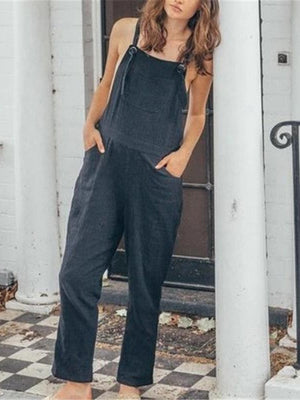 Casual Solid Color Loose Jumpsuit